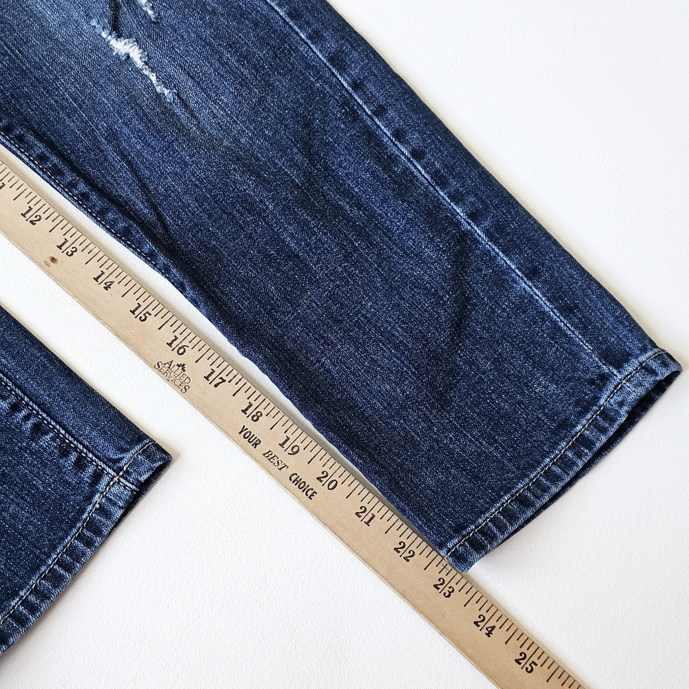 Jennifer Lopez Capri Jeans Women’s Size 6 Dark Wash Distressed Stretch Denim - Picture 11 of 13
